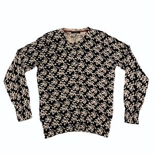 Final Sale! Foxcroft black & white ribbon cardigan